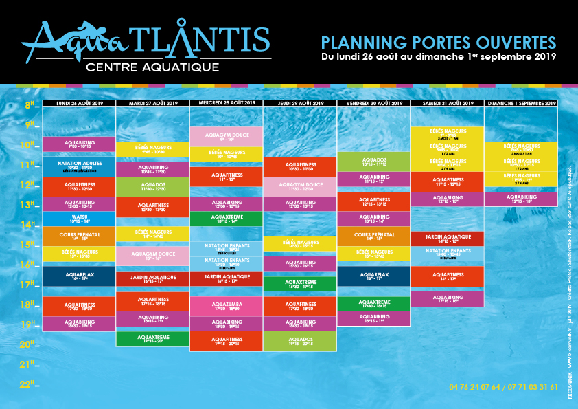 Planning Portes Ouvertes du 26 août au 1er septembre
